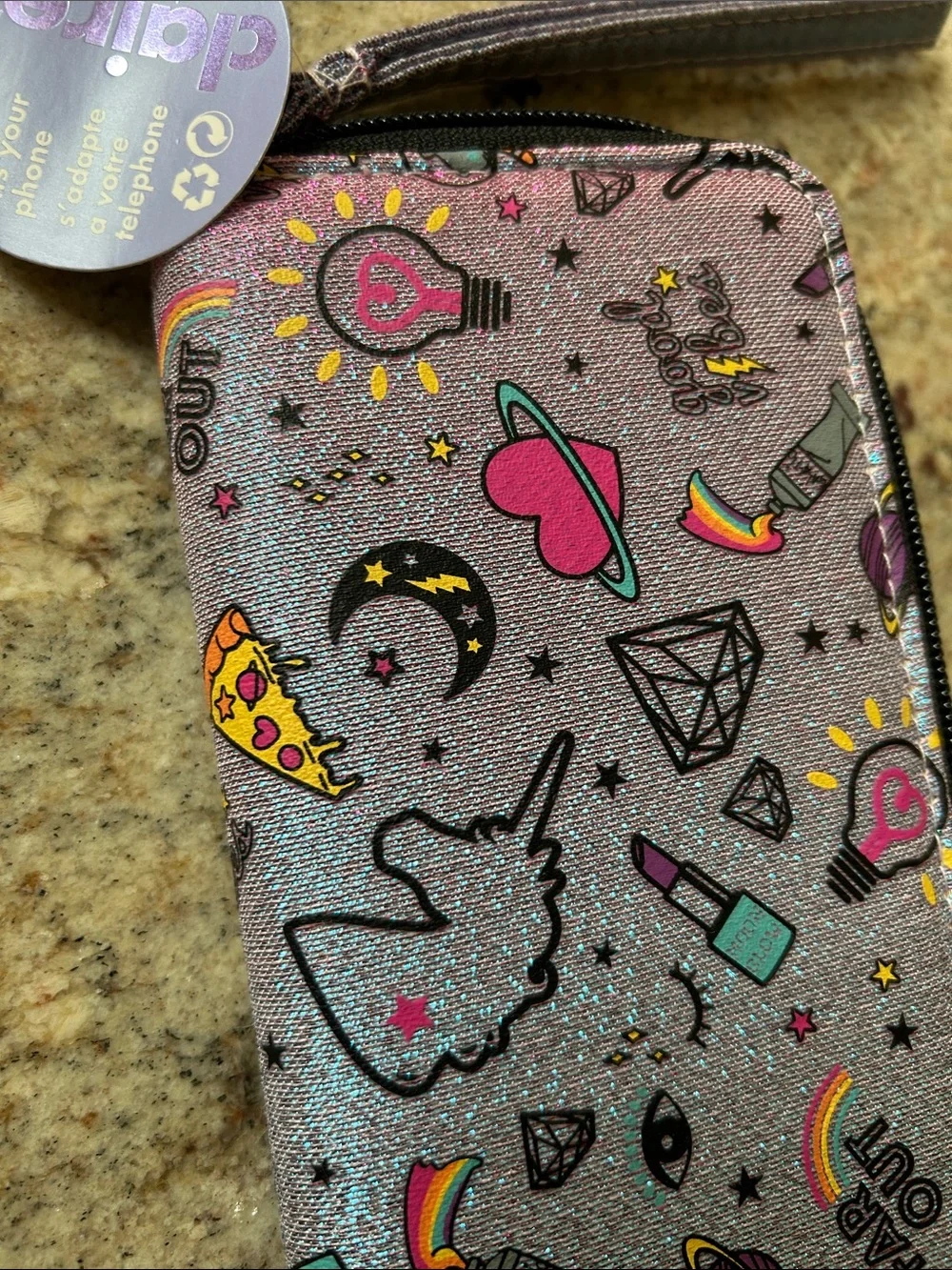 Claire's Pink Glitter Novelty Wristlet Wallet